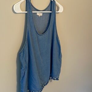 Gray Asymmetrical Ruffled Sleeveless Tank Top - Like New and Buttery Soft